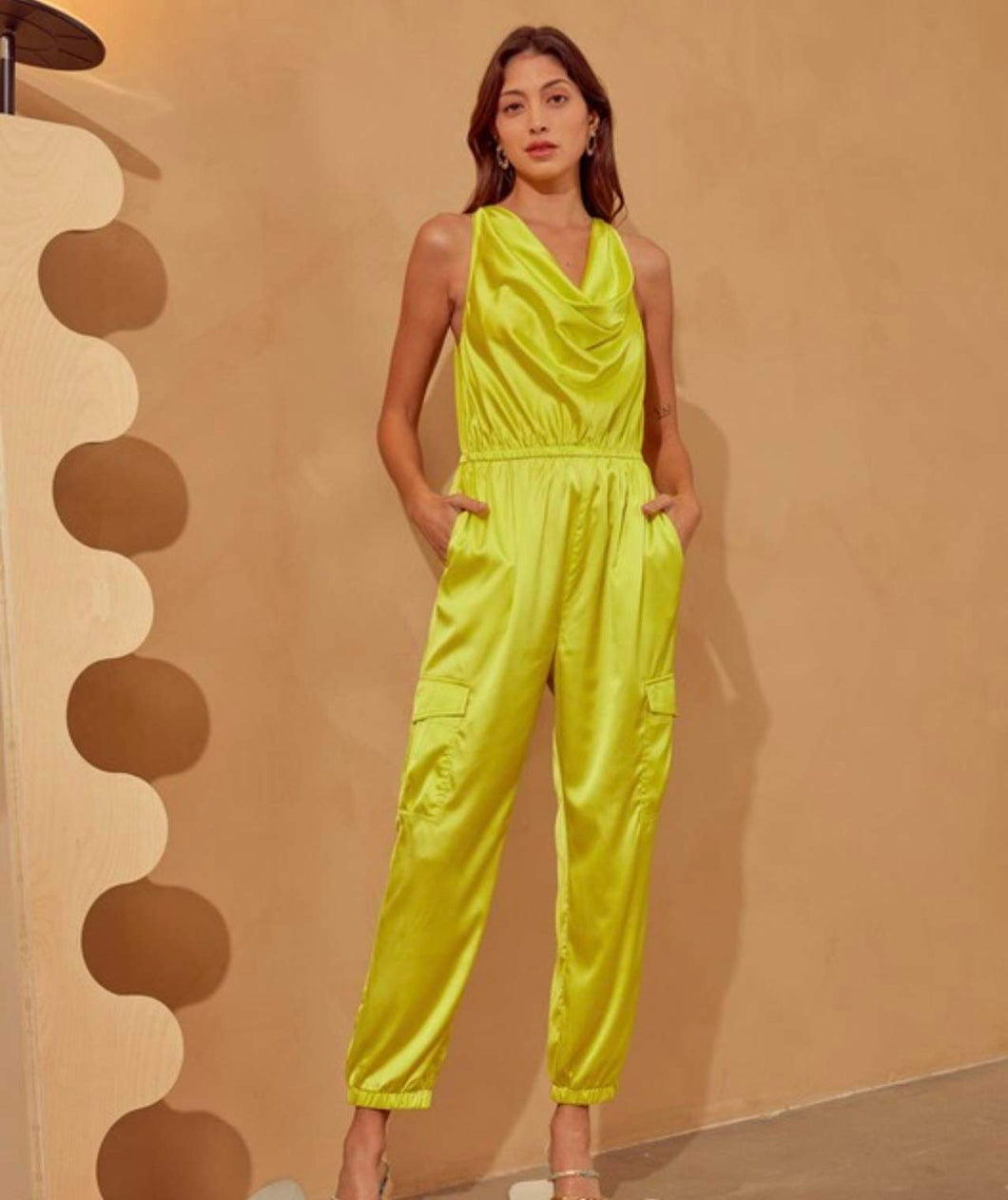 Jumpsuit Cargo in Green Neón