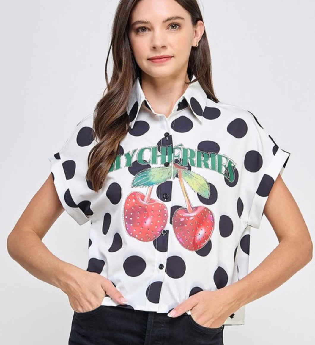 TOP POLKA DOT Y CHERRY